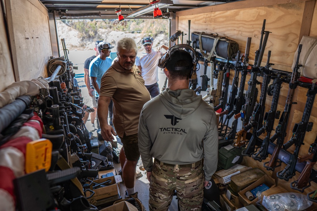 A hosted client group on a private machine-gun range day near Houston